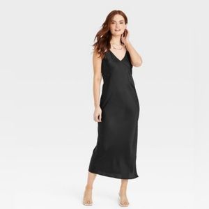 Target black midi slip dress